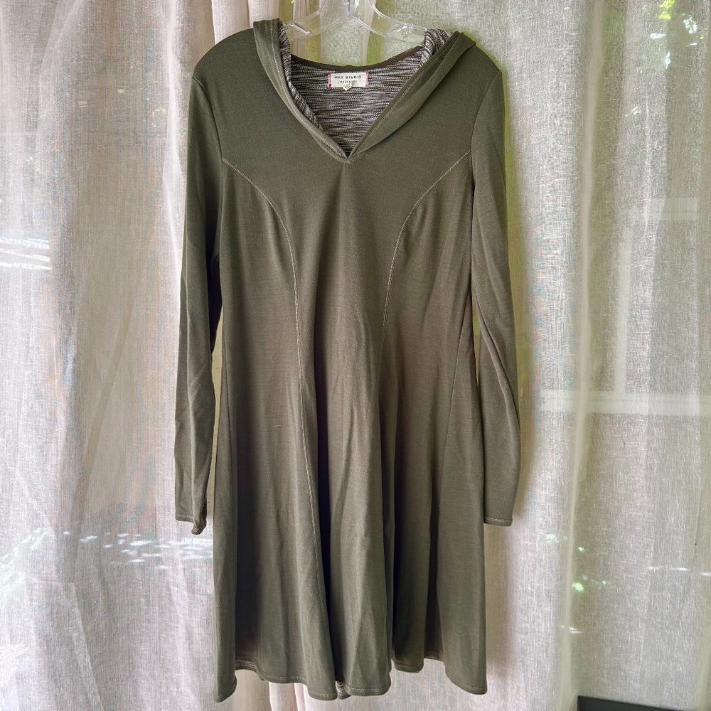 Max Studio Sage Green Hooded Midi Dress Size M